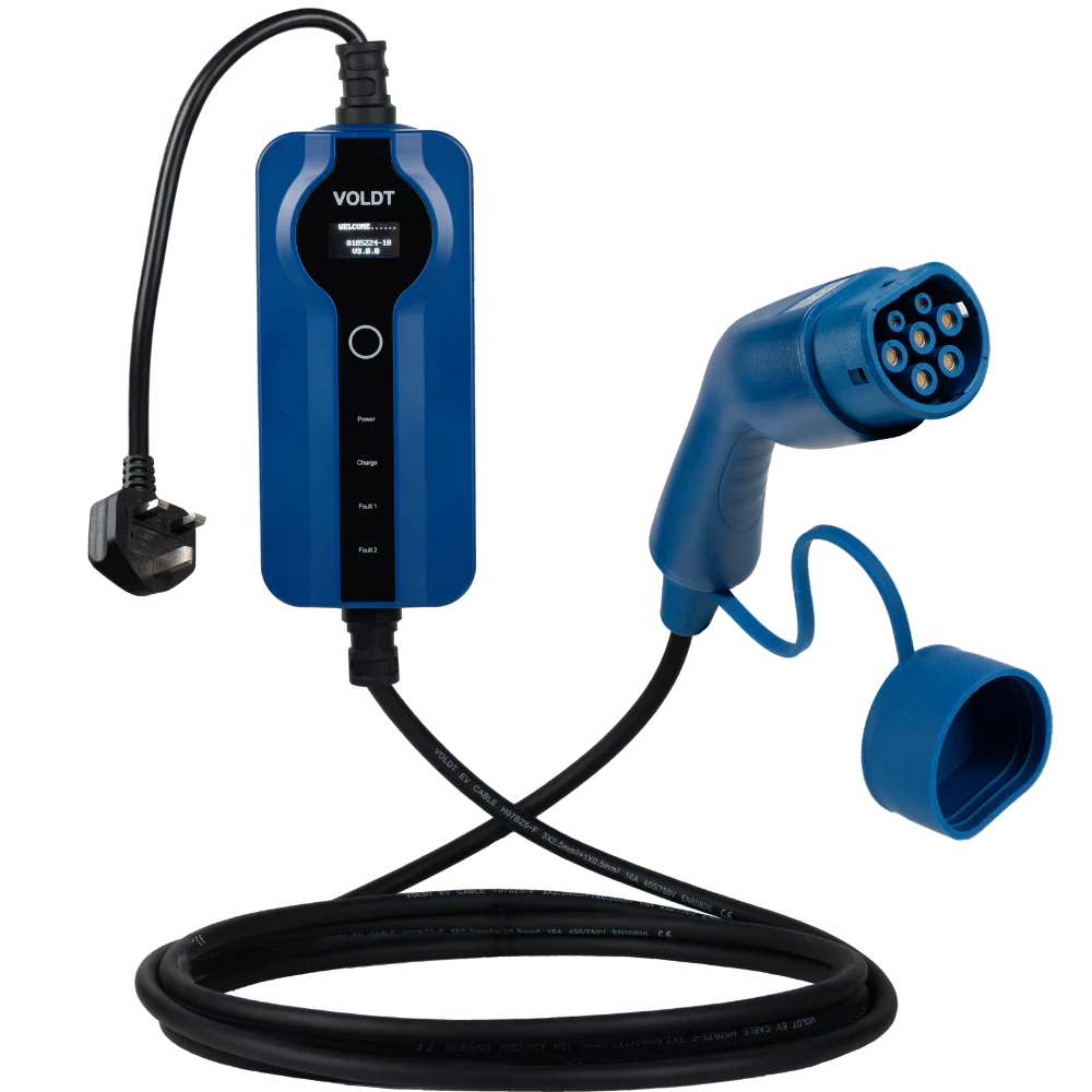 Portable EV granny charger 3-pin to Type 2 for home use in the UK