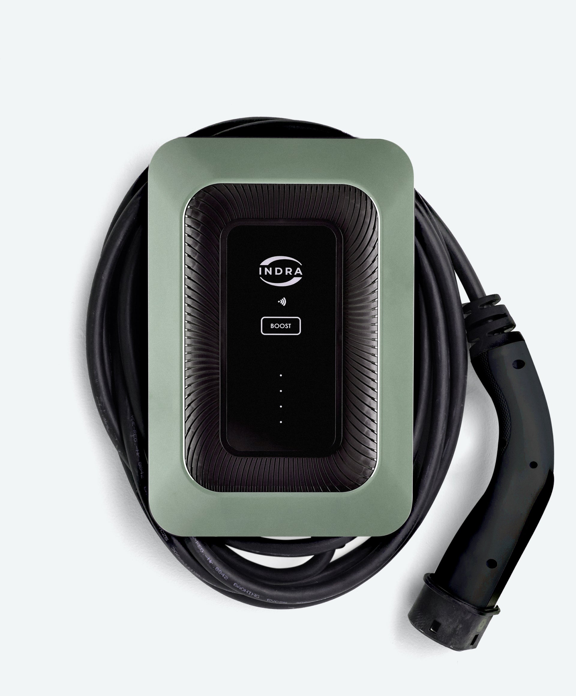 Shop the OZEV approved white Indra LUX 7.4kW home charger at ON-EV.