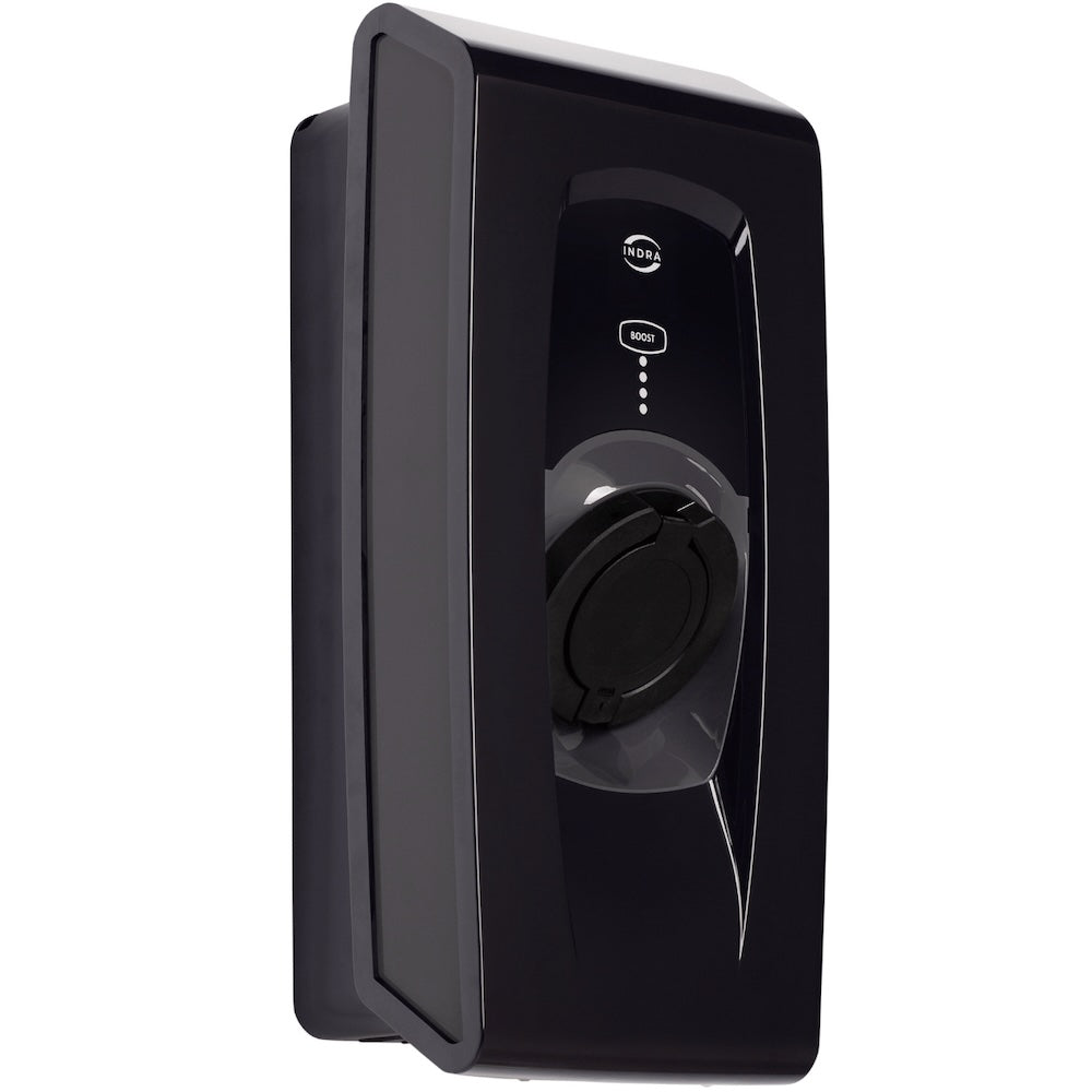 Shop the black Indra Smart PRO untethered EV charger at ON-EV and view our installation prices.